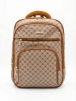 Mochila Vintage Estampa Monograma Elegante Grande Capacidade Casual Chic