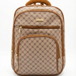 Mochila Vintage Estampa Monograma Elegante Grande Capacidade Casual Chic
