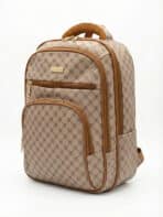 Mochila Vintage Estampa Monograma Elegante Grande Capacidade Casual Chic - Imagem 2