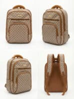 Mochila Vintage Estampa Monograma Elegante Grande Capacidade Casual Chic - Imagem 4