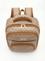 Mochila Vintage Estampa Monograma Elegante Grande Capacidade Casual Chic - Imagem 5