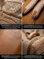 Mochila Vintage Estampa Monograma Elegante Grande Capacidade Casual Chic - Imagem 6