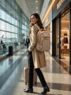 Mochila Vintage Estampa Monograma Elegante Grande Capacidade Casual Chic - Imagem 7