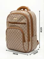 Mochila Vintage Estampa Monograma Elegante Grande Capacidade Casual Chic - Imagem 9