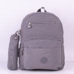 Kit Mochila e Estojo Escolar Juvenil Faculdade Nylon Impermeável Pequena Liso C303