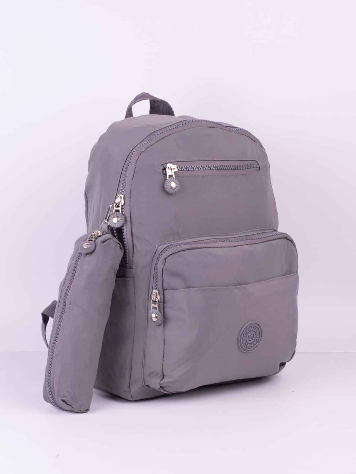 Kit Mochila e Estojo Escolar Juvenil Faculdade Nylon Impermeável Pequena Liso C303 - Imagem 2