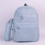 Kit Mochila e Estojo Escolar Juvenil Faculdade Nylon Impermeável Pequena Liso C304