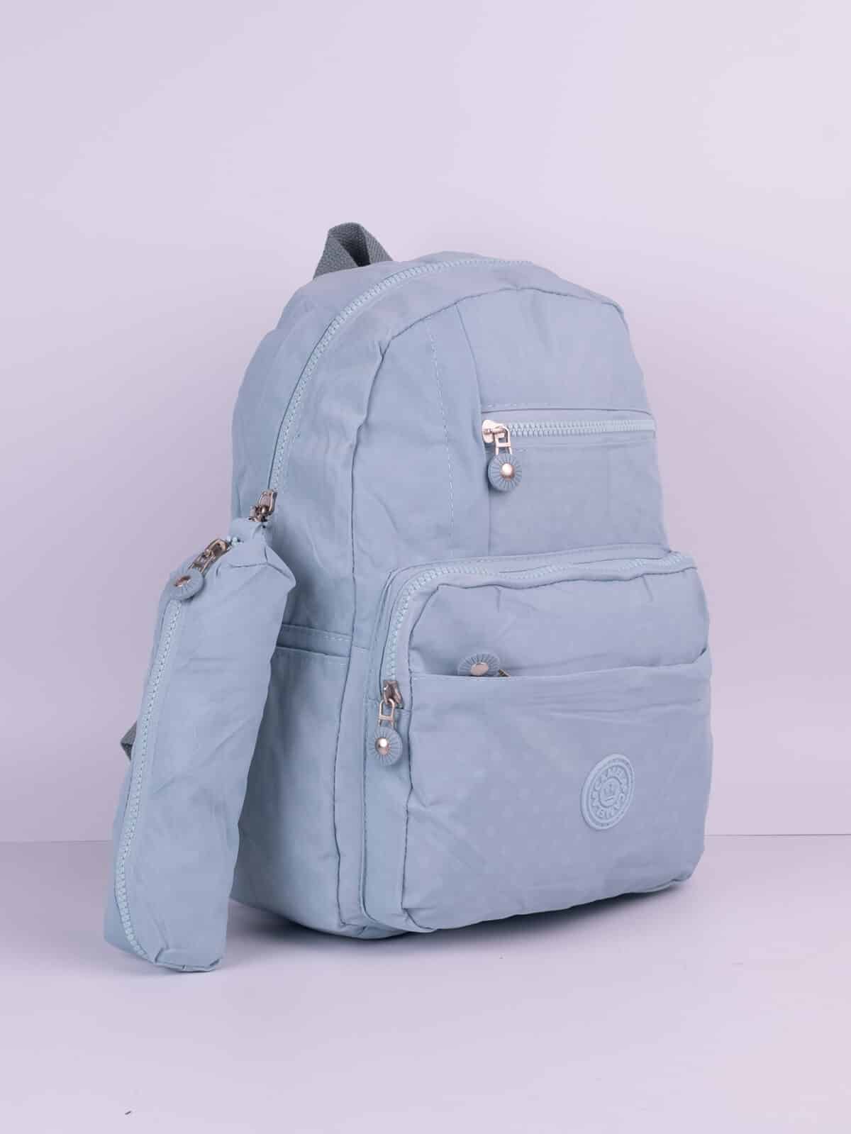 Kit Mochila e Estojo Escolar Juvenil Faculdade Nylon Impermeável Pequena Liso C304 - Imagem 2