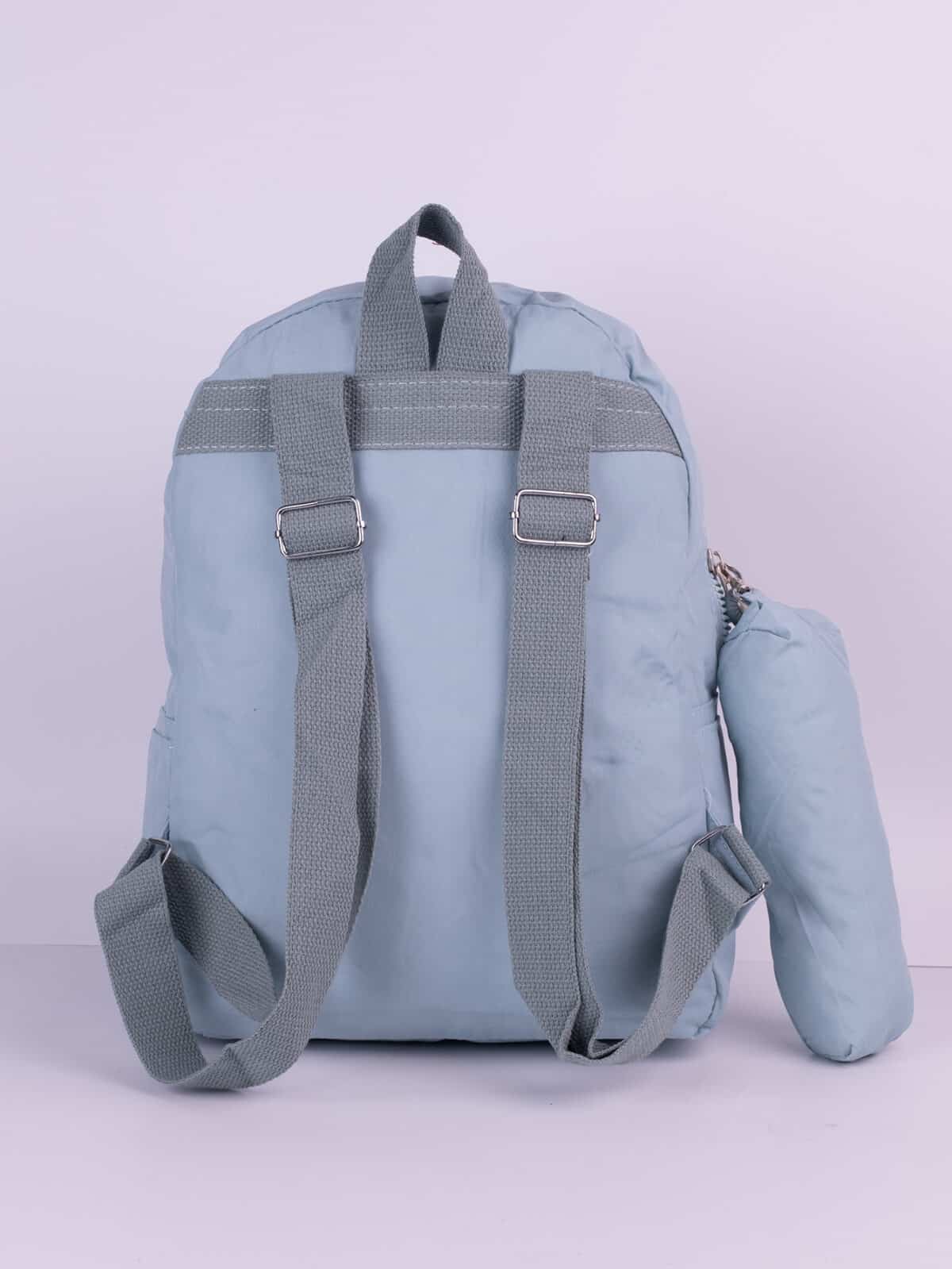 Kit Mochila e Estojo Escolar Juvenil Faculdade Nylon Impermeável Pequena Liso C304 - Imagem 4