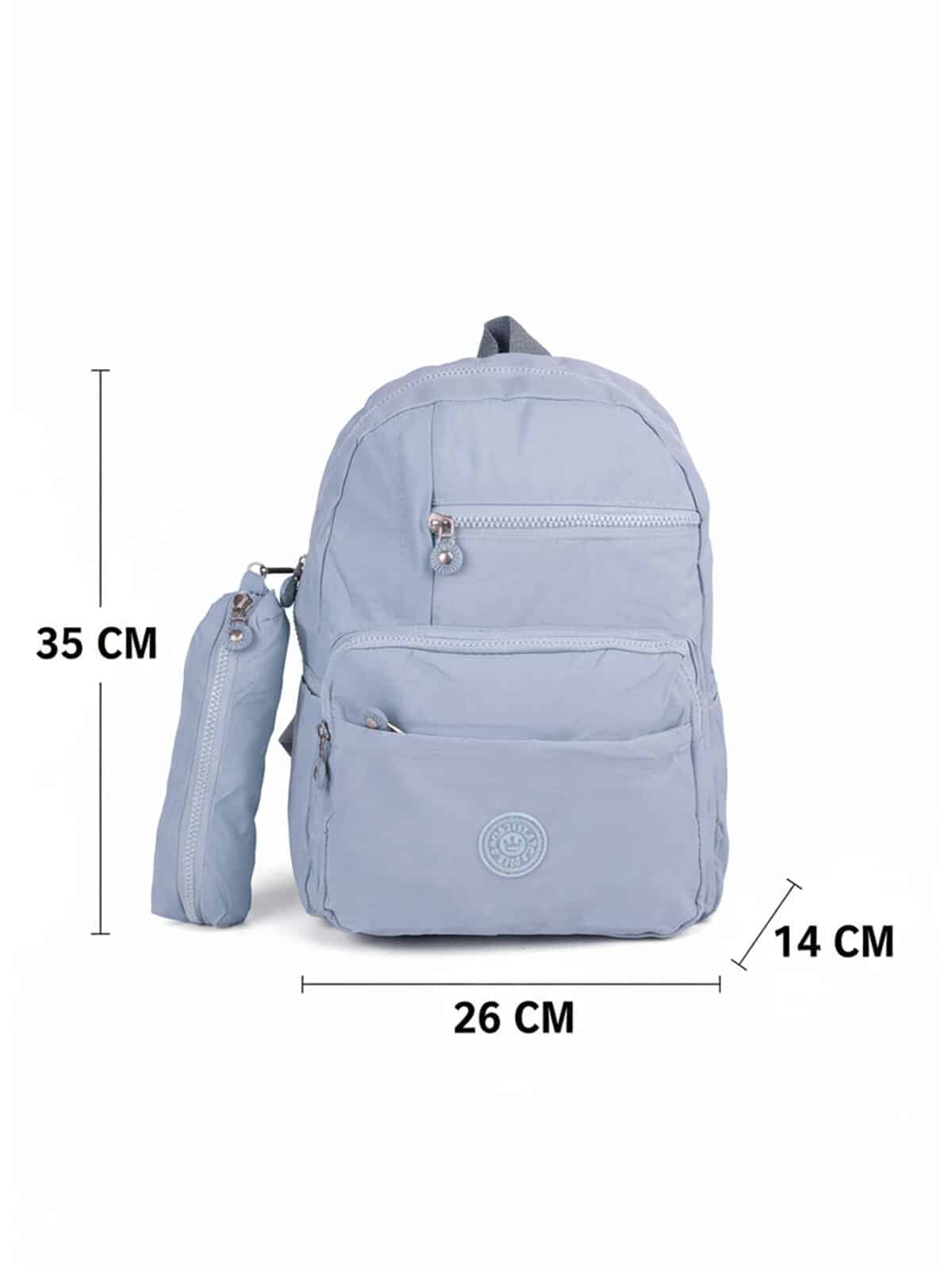Kit Mochila e Estojo Escolar Juvenil Faculdade Nylon Impermeável Pequena Liso C304 - Imagem 8