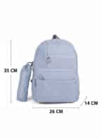 Kit Mochila e Estojo Escolar Juvenil Faculdade Nylon Impermeável Pequena Liso C304 - Imagem 8