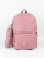 Kit Mochila e Estojo Escolar Juvenil Faculdade Nylon Impermeável Pequena Liso C305