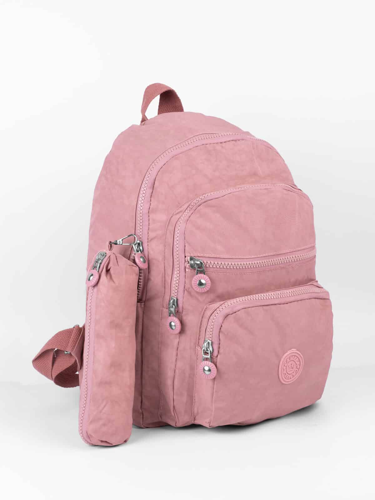 Kit Mochila e Estojo Escolar Juvenil Faculdade Nylon Impermeável Pequena Liso C305 - Imagem 2