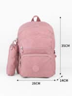 Kit Mochila e Estojo Escolar Juvenil Faculdade Nylon Impermeável Pequena Liso C305 - Imagem 6