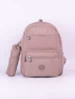Kit Mochila e Estojo Escolar Juvenil Faculdade Nylon Impermeável Pequena Liso C306