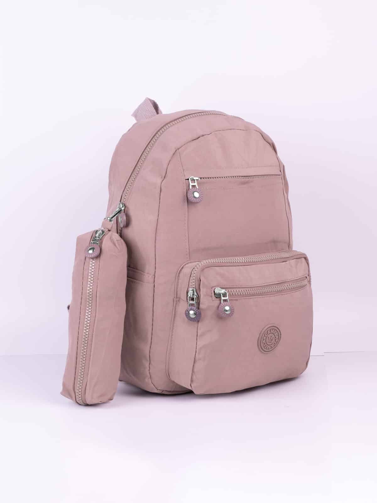 Kit Mochila e Estojo Escolar Juvenil Faculdade Nylon Impermeável Pequena Liso C306 - Imagem 2