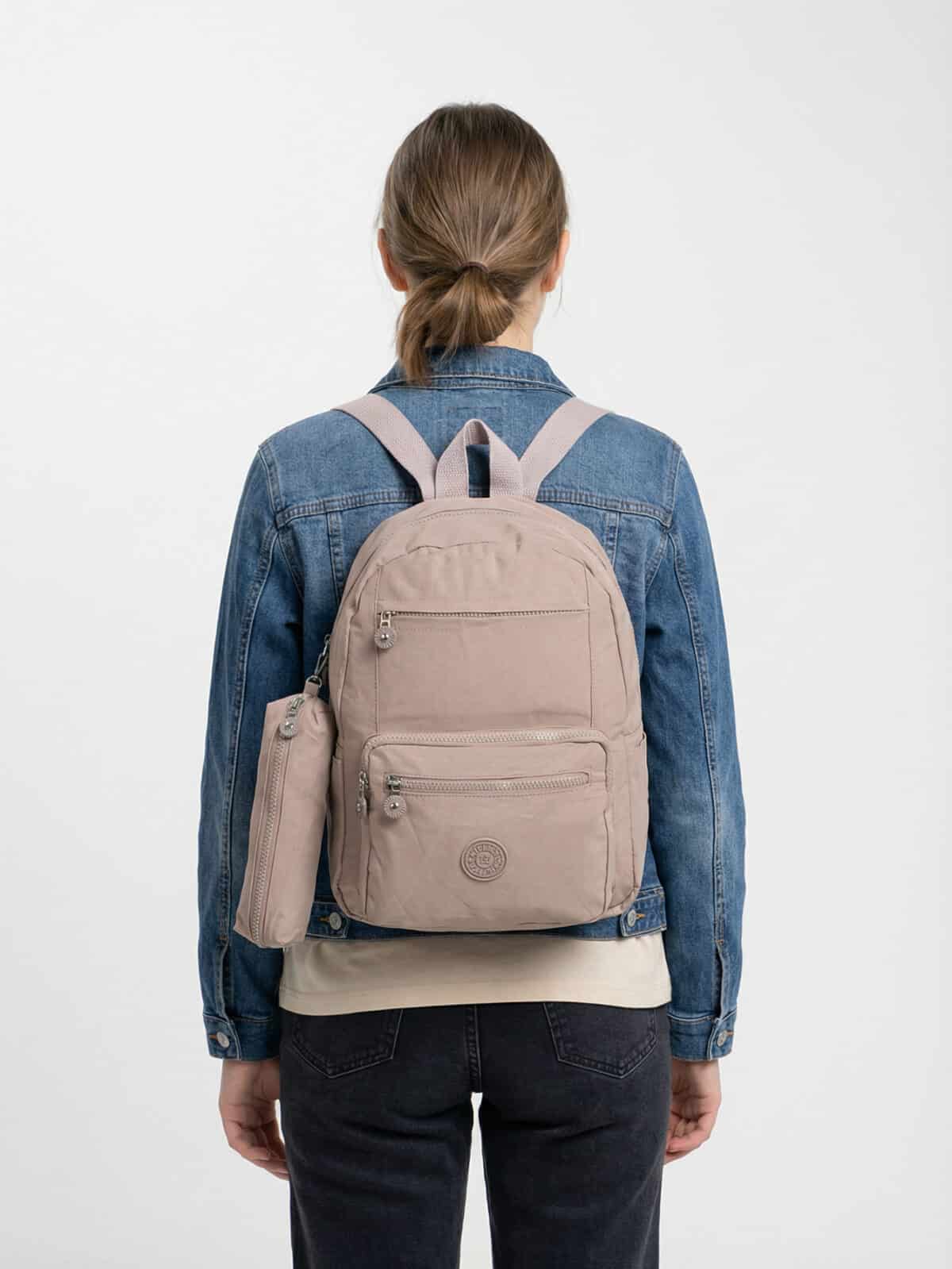 Kit Mochila e Estojo Escolar Juvenil Faculdade Nylon Impermeável Pequena Liso C306 - Imagem 7