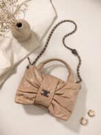 Bolsa Feminina Formato De Laço Matelassê Luxo Blogueira Alça De Corrente