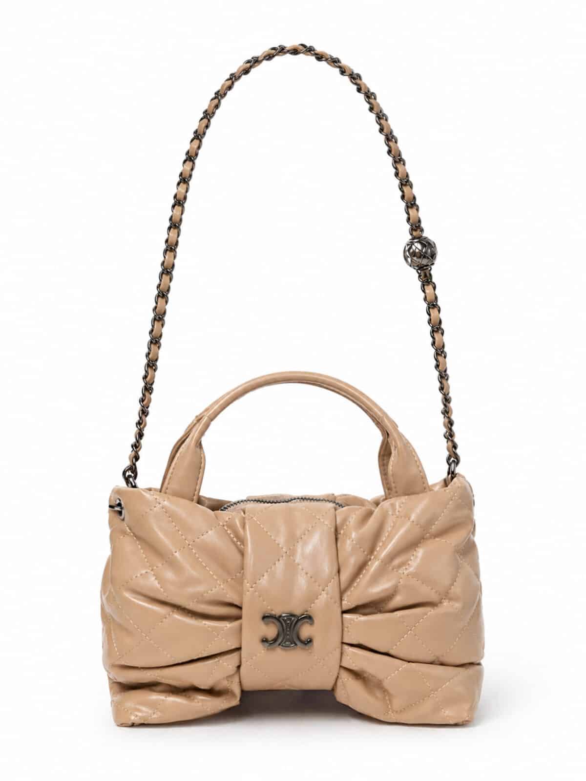 Bolsa Feminina Formato De Laço Matelassê Luxo Blogueira Alça De Corrente - Imagem 2