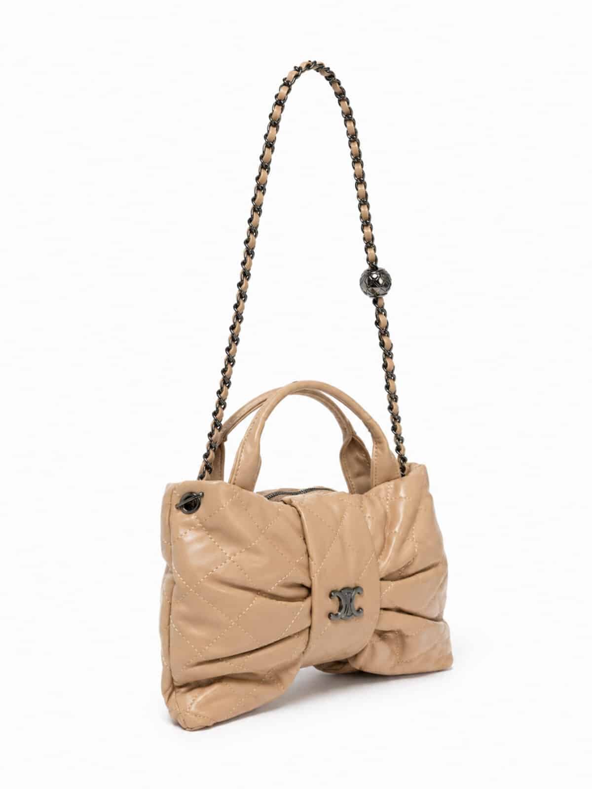 Bolsa Feminina Formato De Laço Matelassê Luxo Blogueira Alça De Corrente - Imagem 3