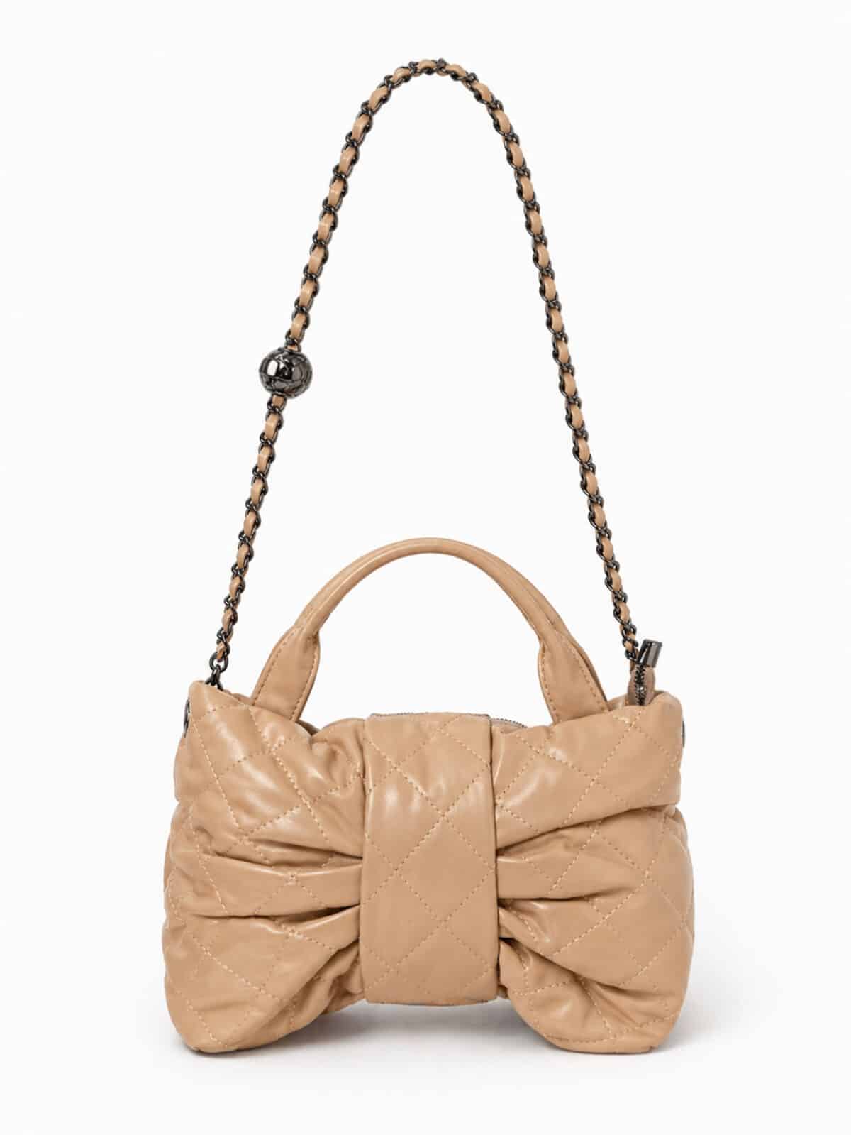 Bolsa Feminina Formato De Laço Matelassê Luxo Blogueira Alça De Corrente - Imagem 4