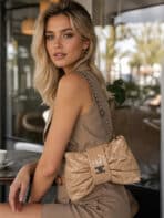 Bolsa Feminina Formato De Laço Matelassê Luxo Blogueira Alça De Corrente - Imagem 7