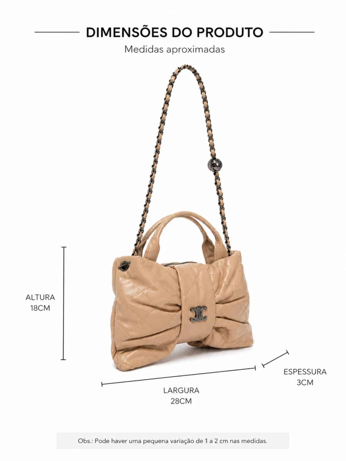 Bolsa Feminina Formato De Laço Matelassê Luxo Blogueira Alça De Corrente - Imagem 9