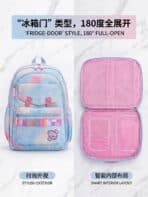 Mochila De Costas Soft Girl Estampa Galáxia Pastel Detalhe Holográfico Multi Bolsos Abertura 180 Graus - Imagem 6