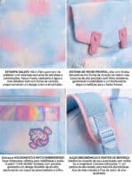 Mochila De Costas Soft Girl Estampa Galáxia Pastel Detalhe Holográfico Multi Bolsos Abertura 180 Graus - Imagem 7