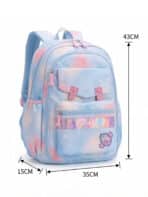 Mochila De Costas Soft Girl Estampa Galáxia Pastel Detalhe Holográfico Multi Bolsos Abertura 180 Graus - Imagem 8