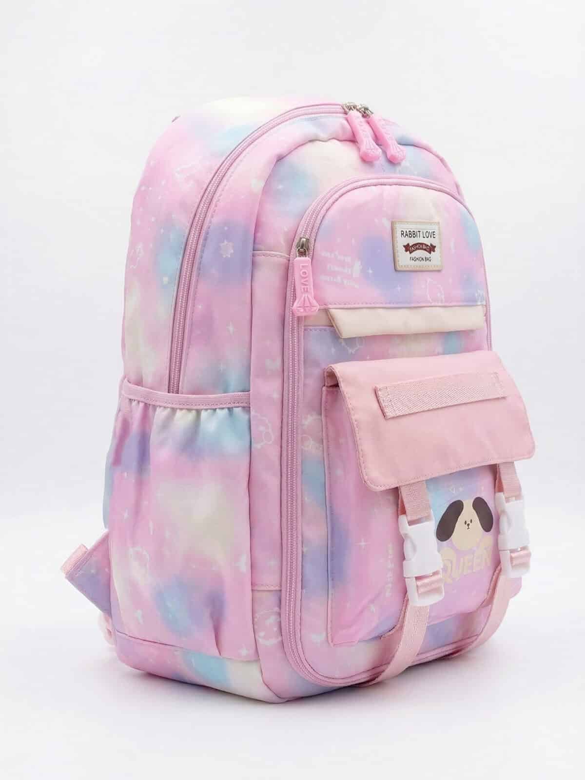 Mochila De Costas Aesthetic Tie Dye Soft Girl Grande Abertura 180º Com Múltiplas Divisórias - Imagem 2