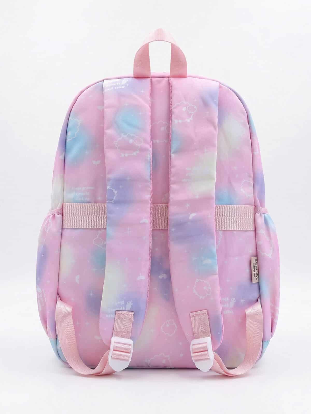 Mochila De Costas Aesthetic Tie Dye Soft Girl Grande Abertura 180º Com Múltiplas Divisórias - Imagem 3