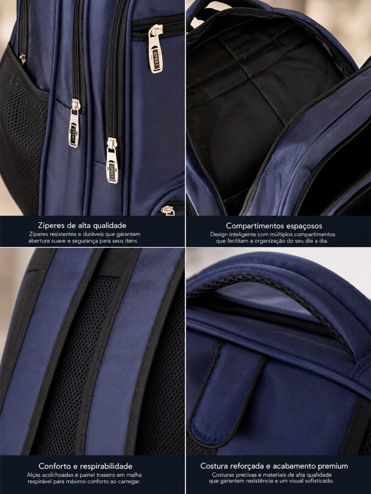 Mochila Reforçada Extra Grande Impermeável – Nylon Resistente e Muito Espaço 3005 - Imagem 4