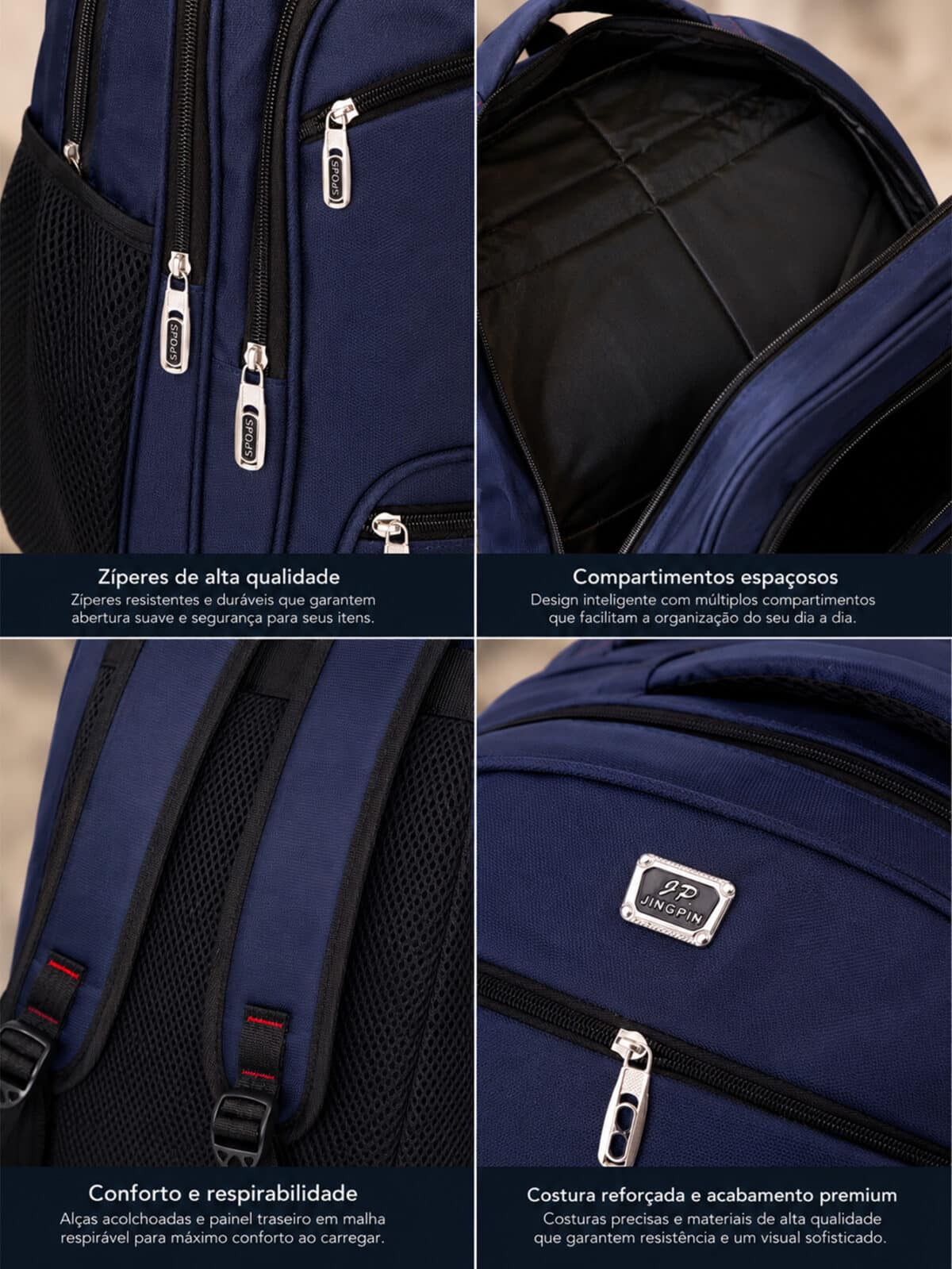 Mochila Reforçada Extra Grande Impermeável – Nylon Resistente e Muito Espaço 3008 - Imagem 6