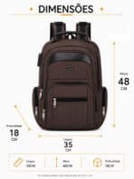 Mochila Masculina Notebook Reforçada Anti-furto Com Cadeado E Entrada USB Grande Trabalho Viagem C-11 - Imagem 9