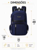 Mochila Masculina Notebook Reforçada Anti-furto Com Cadeado E Entrada USB Grande Trabalho Viagem C-12 - Imagem 10