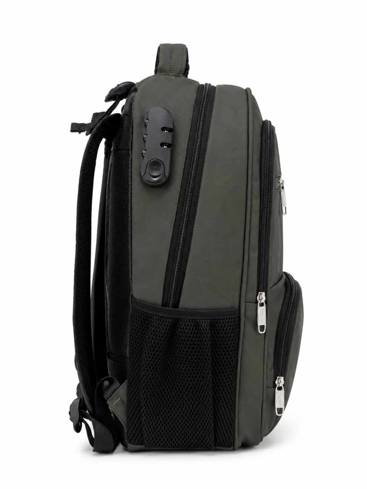 Mochila Notebook Reforçada Executiva Couro Sintético Premium Anti-furto Com Cadeado E USB C-13 - Imagem 4
