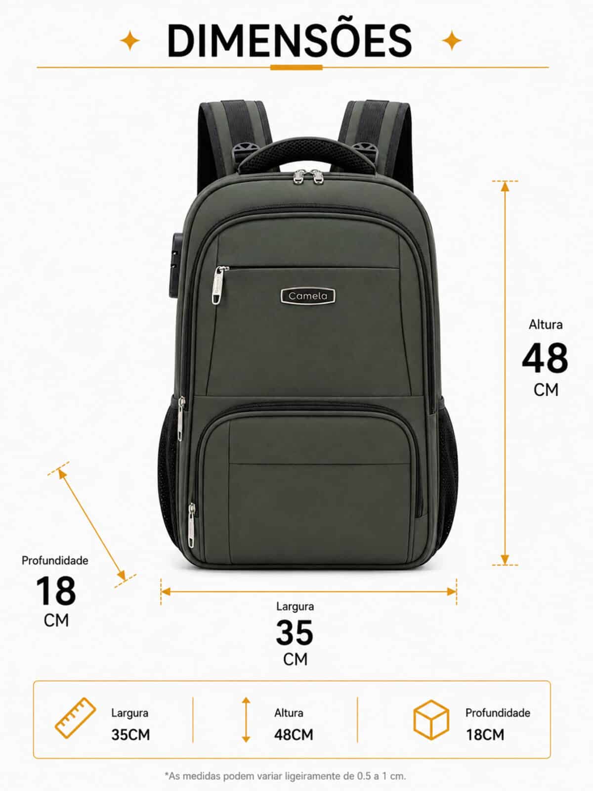Mochila Notebook Reforçada Executiva Couro Sintético Premium Anti-furto Com Cadeado E USB C-13 - Imagem 10