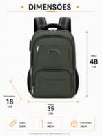 Mochila Notebook Reforçada Executiva Couro Sintético Premium Anti-furto Com Cadeado E USB C-13 - Imagem 10