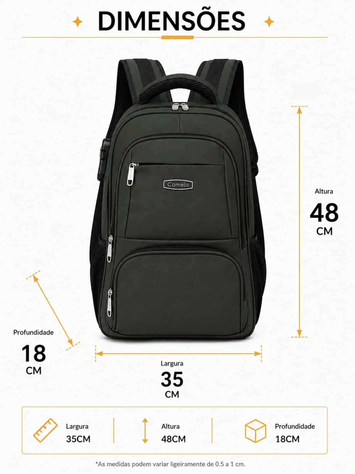 Mochila Notebook Reforçada Executiva Couro Sintético Premium Anti-furto Com Cadeado E USB C-14 - Imagem 10