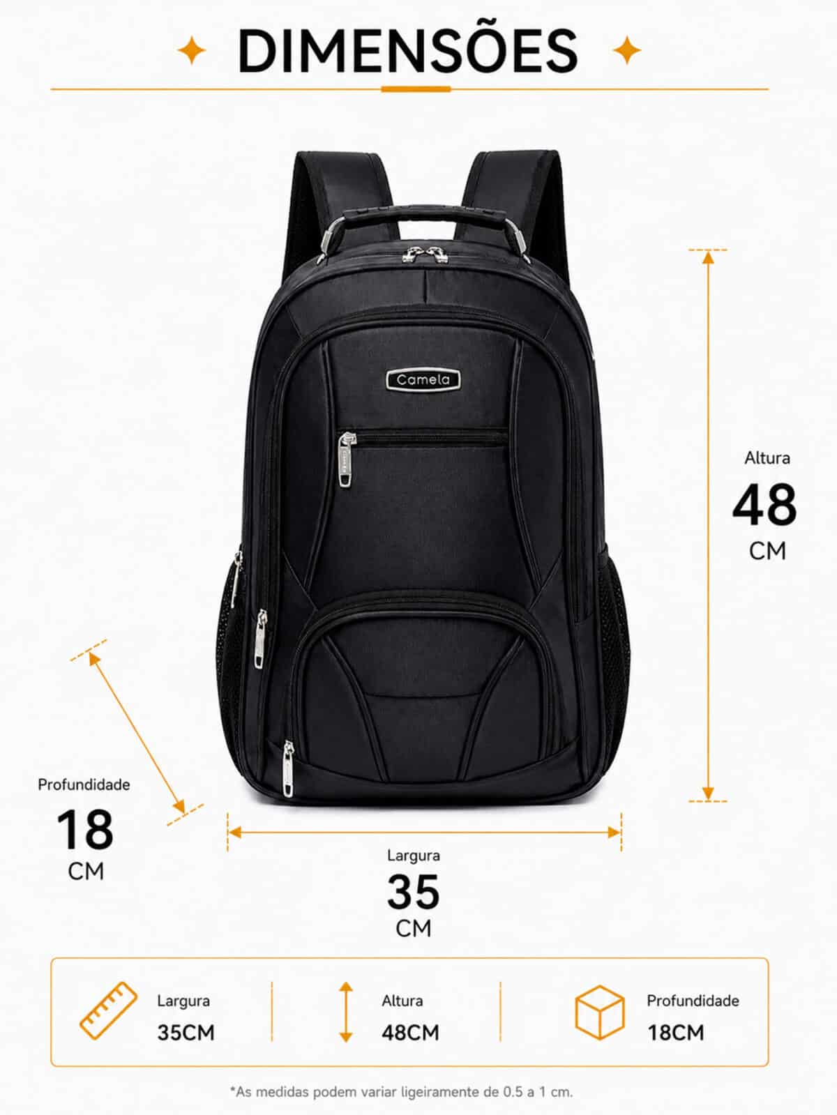 Mochila Notebook Reforçada Impermeável Nylon Masculina Feminina Escolar Trabalho Viagem Grande C-15 - Imagem 9