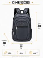 Mochila Notebook Reforçada Impermeável Nylon Masculina Feminina Escolar Trabalho Viagem Grande C-16 - Imagem 9