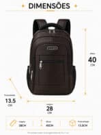 Mochila Masculina Notebook Impermeável Reforçada Compacta Slim Trabalho Escola C-17 - Imagem 9