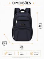 Mochila Masculina Notebook Impermeável Reforçada Compacta Slim Trabalho Escola C-18 - Imagem 9