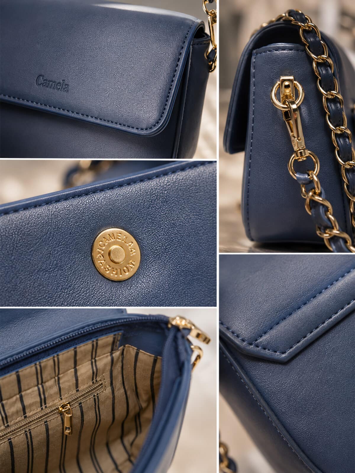 Bolsa Feminina Transversal Tiracolo Luxo Elegante Alça Corrente Moda Blogueira - Imagem 7