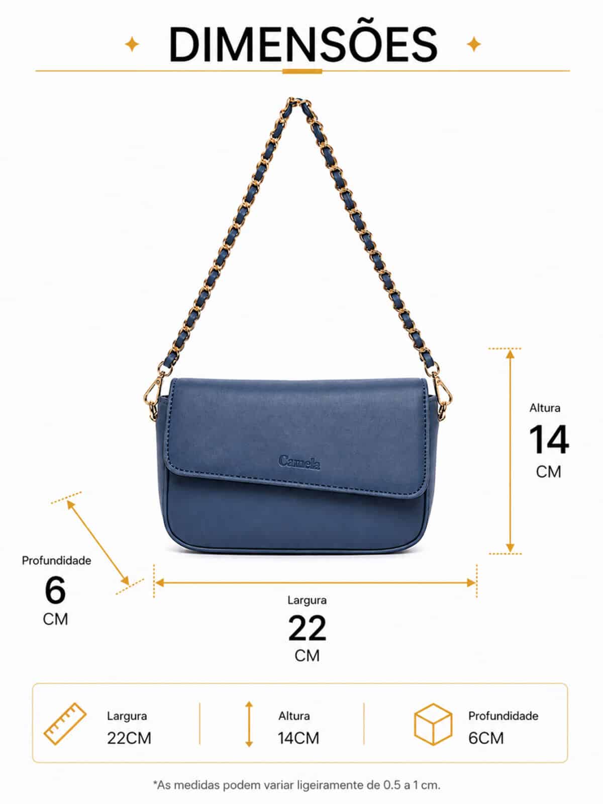Bolsa Feminina Transversal Tiracolo Luxo Elegante Alça Corrente Moda Blogueira - Imagem 8