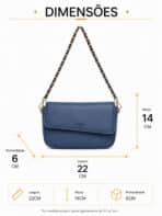 Bolsa Feminina Transversal Tiracolo Luxo Elegante Alça Corrente Moda Blogueira - Imagem 8