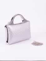 Bolsa de Mão Clutch Prata Rígida com Alça Fixa Metálica Festa Madrinha Casamento Formatura Luxo - Imagem 5