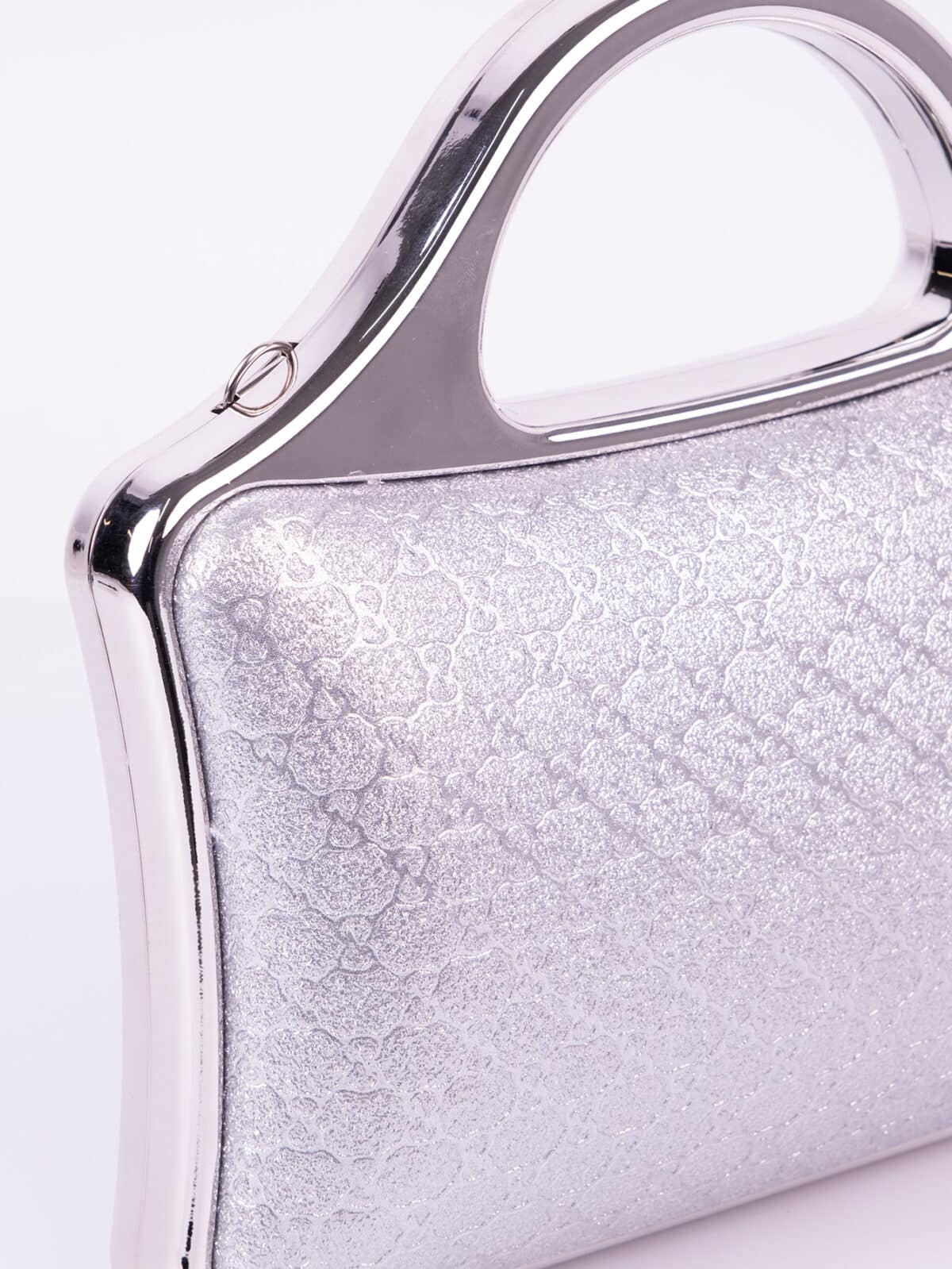 Bolsa de Mão Clutch Prata Rígida com Alça Fixa Metálica Festa Madrinha Casamento Formatura Luxo - Imagem 8
