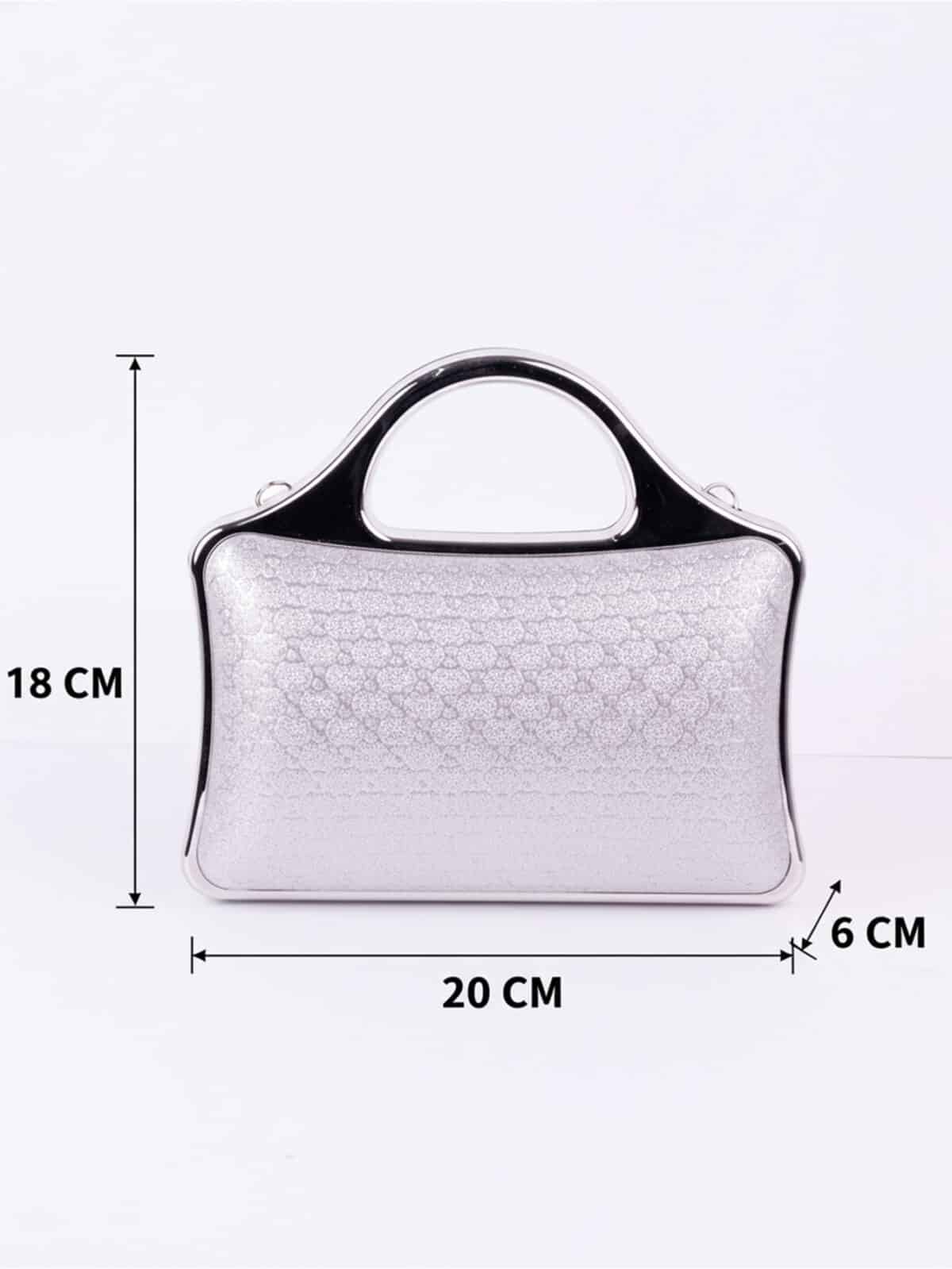 Bolsa de Mão Clutch Prata Rígida com Alça Fixa Metálica Festa Madrinha Casamento Formatura Luxo - Imagem 10